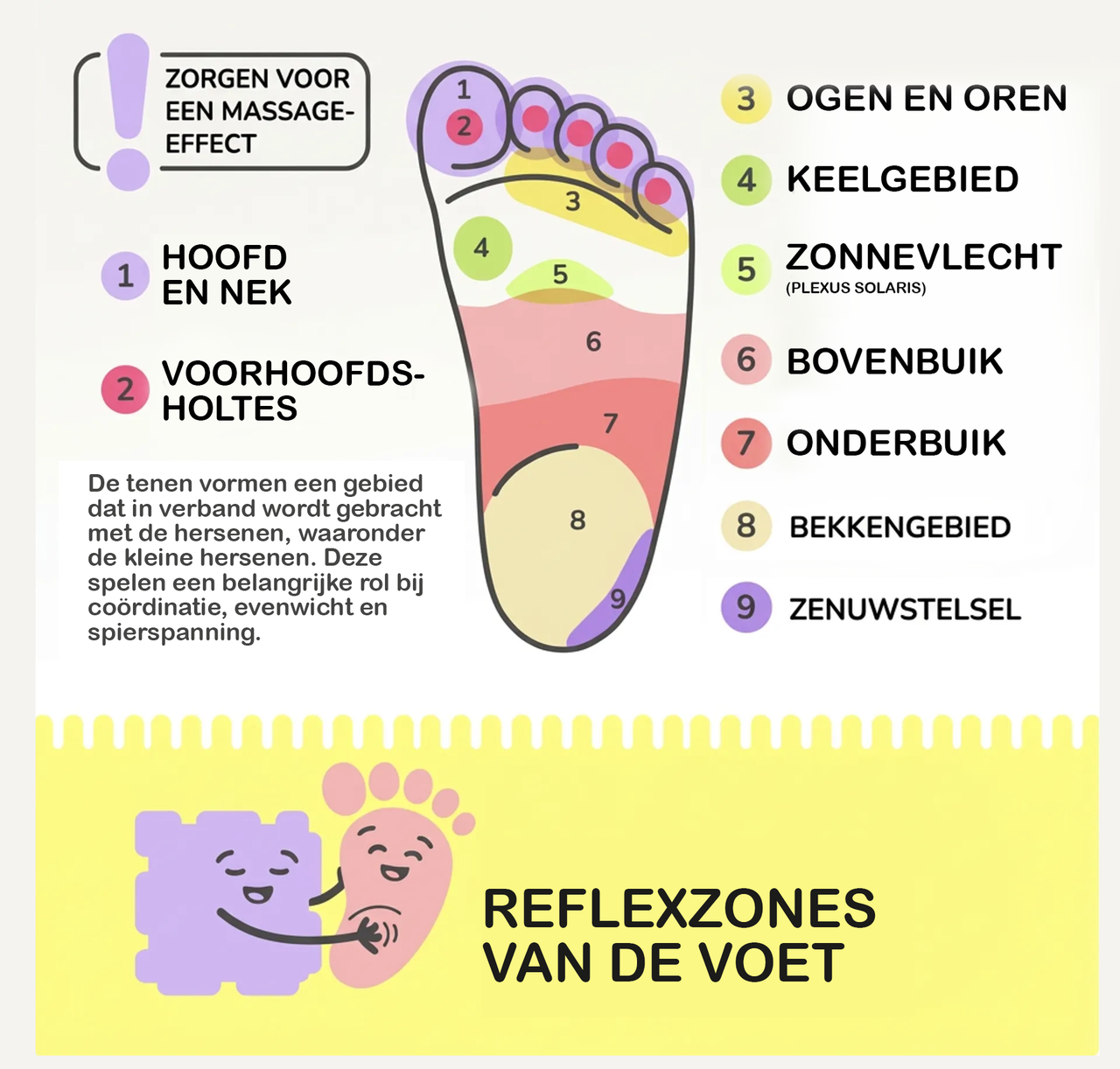 De voetzool telt duizenden zenuwuiteinden. De mat prikkelt ze allemaal.